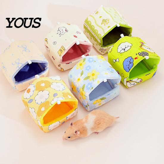 Thickened Warming Bed for Hamsters Warm Plush Hamster Bed, Winter Small Animal Hideout, Cozy House Enclosed Cave Mice Hammock, Washable Chinchilla