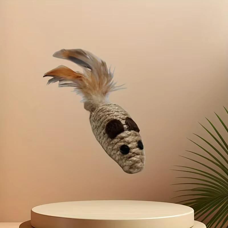 

1/5pcs Sisal False Mouse Cat Toy Bite Resistance Stuffed Toy Interactive Cat Soothing Boring Kitten Self-Playing Toy Pet Supplie 1pc