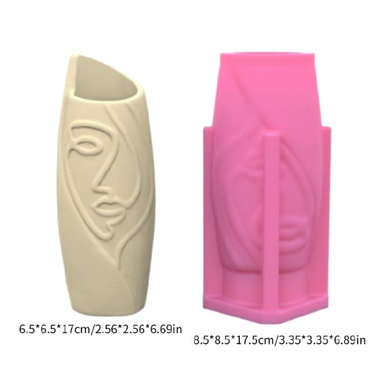 Delicate Half Face Vase Silicone Mold Artistic Half Face Vase Silicone Mold Handmade Succulent Pots and Planter Moulds