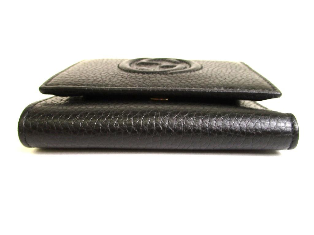 Authentic GUCCI Soho Interlocking G Black Leather Trifold Wallet Purse #9715  Refurbished
