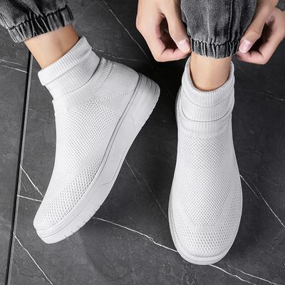 Nuove calzature calzino per coppia autunnali scarpe in rete traspirante scarpe casual alte scarpe sportive da uomo a pedale singolo con tomaia in tessuto fly suola spessa