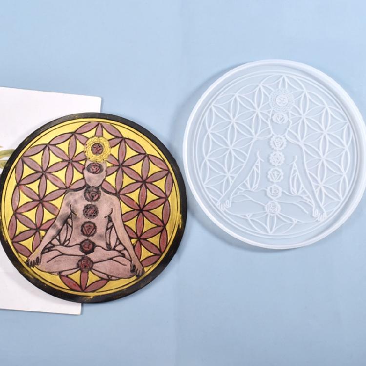 Viking Divination Rune Coaster Tray Mould Rune Stones Silicone Resin Mould