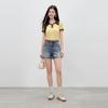 Women's Retro Knit Short Sleeve Polo Top with Contrast Collar