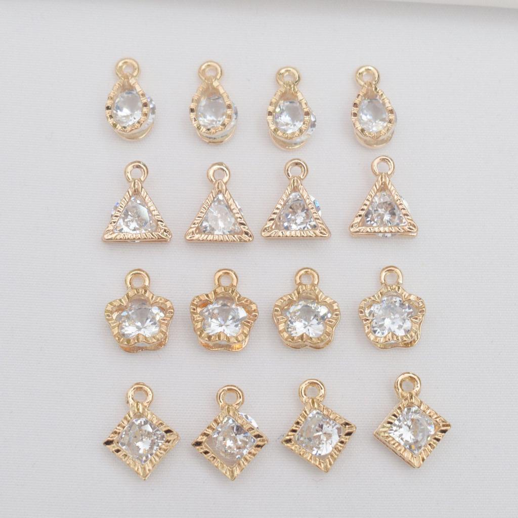50 stk Zirkon Smykketilbehør Diamant Pentagram Hjerteformet Vanndråpe Krystall Zirkon Lite Anheng DIY Armbånd Halskjede Anheng