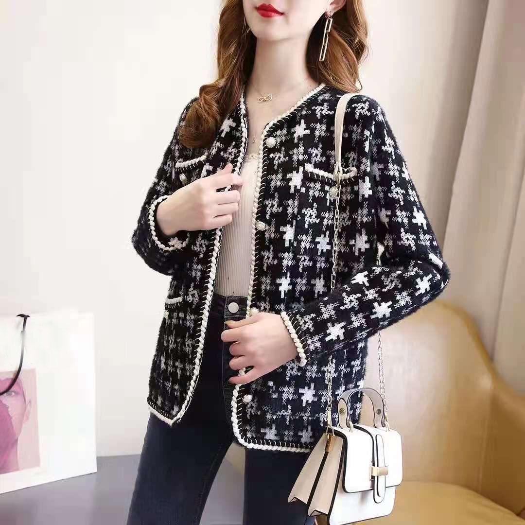 

Новое свободное женское пальто из искусственного норкового бархата с небольшим ароматом, осенне-зимний клетчатый кардиган в стиле вестерн, женский топ One Size чёрный