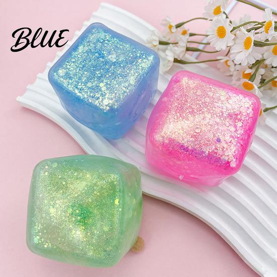 Calming Hand Toy Decompression Glitter Cube Squeeze Anxiety Relief Stress Focus Improvement Sensory Slow Rising Office Workers Relaxation Ball