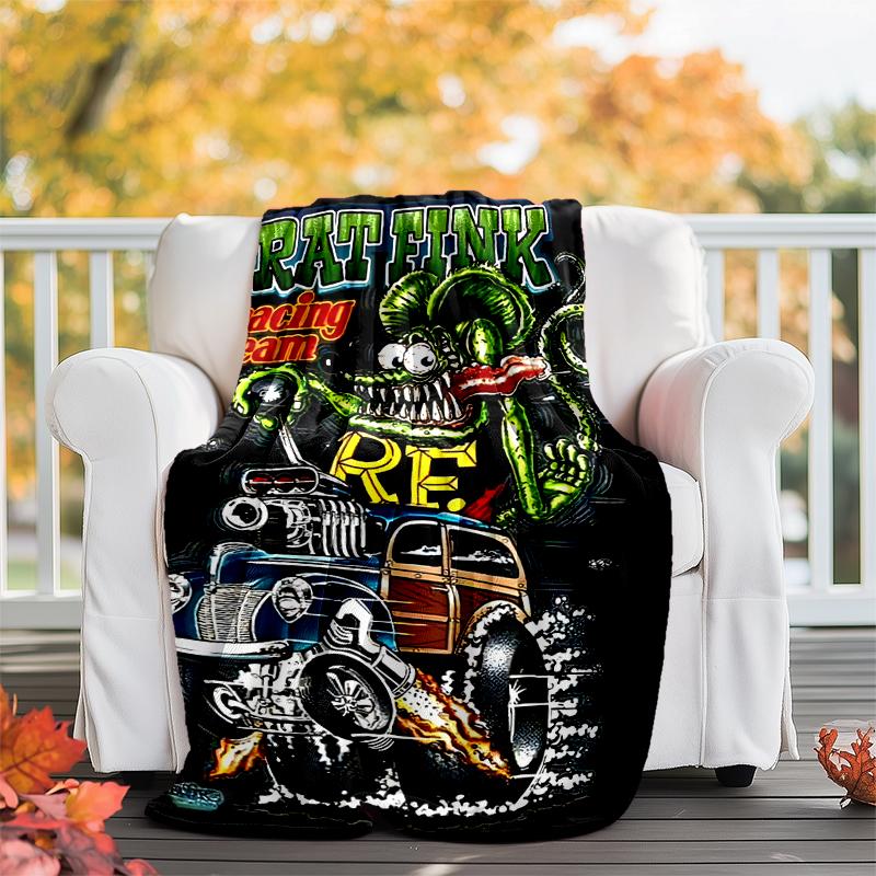 Rat Fink Power Flannel Blanket Soft All-Season Throw, Design for Camping, Car Travel, Hiking Sofa, Bed, Office Perfect Gift for Parties