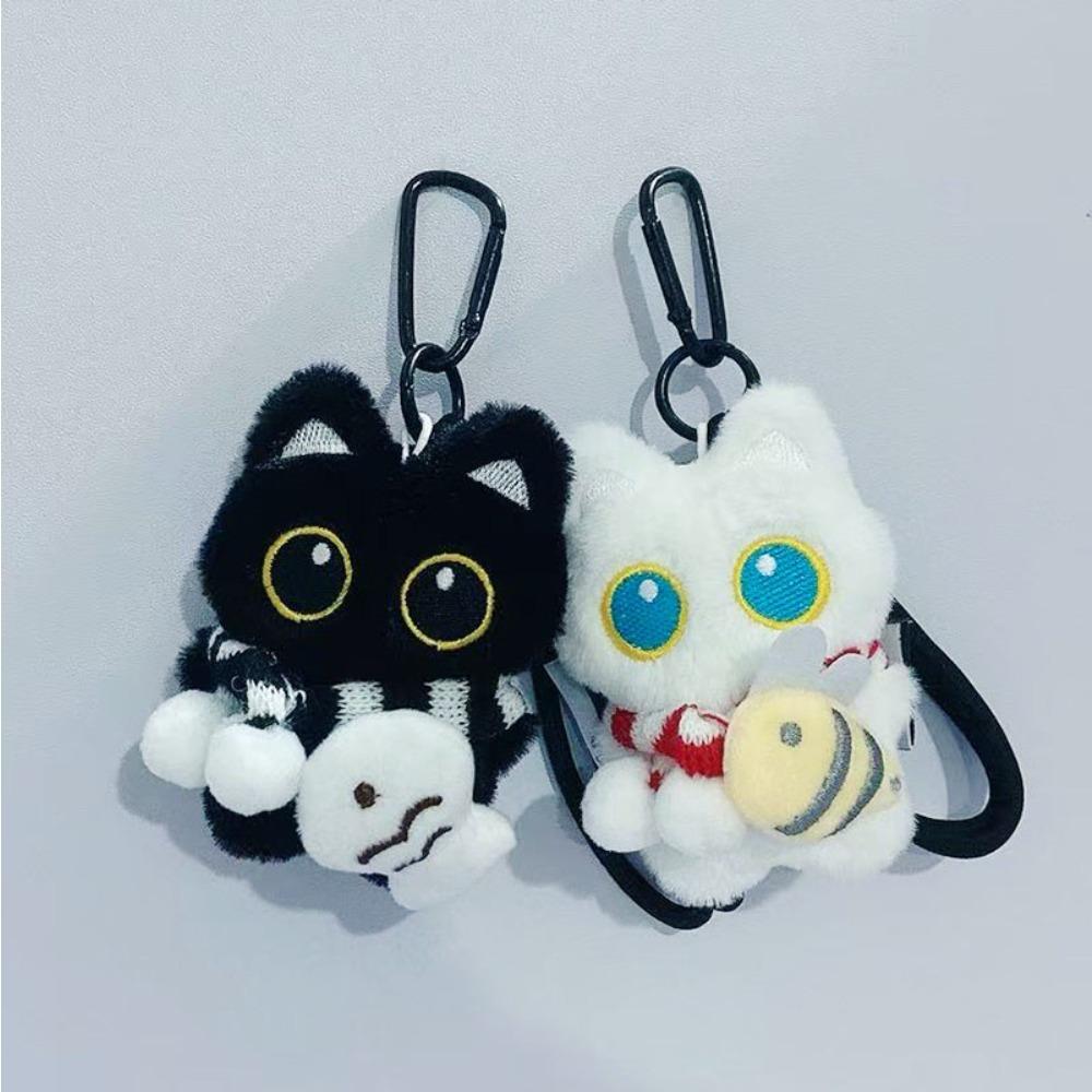 Kawaii Schwarze Katze Plüsch Schlüsselanhänger Puppe Anhänger Kuschelkätzchen Schlüsselanhänger Ins Plüsch Schlüsselanhänger Puppe für Junge Mädchen Niedliches Geburtstagsspielzeug Geschenk