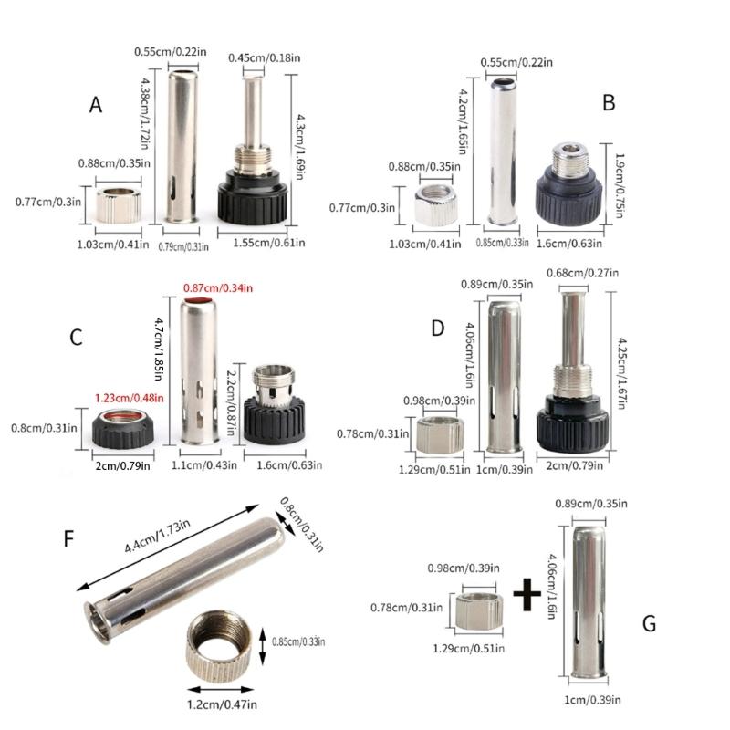 1 Set Cheie tubulară+Piuliță+Cap de lemn electric, Accesorii Mâner Fier Stație de lipit pentru 936 Cap de fier Canulă Vârf de fier Bucșă