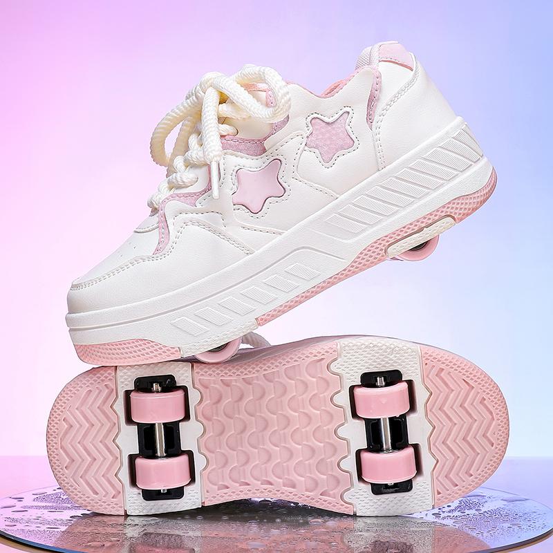 29-40 Kinder Vierrad-Sportstiefel Rollschuhlaufen Kann als flache Sportschuhe versteckt werden Schlittschuhe Sportschuhe, Damen Eislaufschuhe