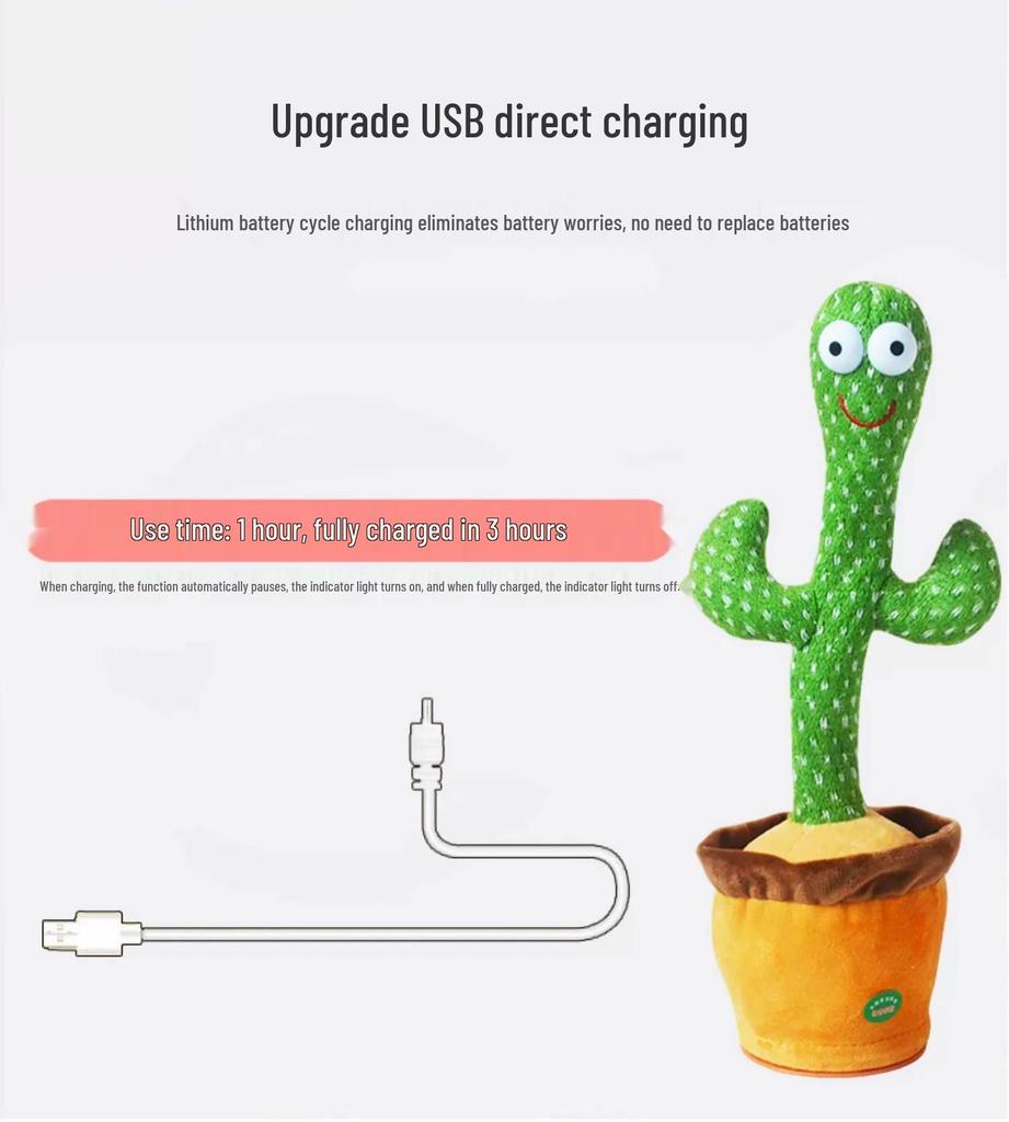 Dancing Cactus Toy: Talking & Recording Doll for Babies 0-1 Year Old
