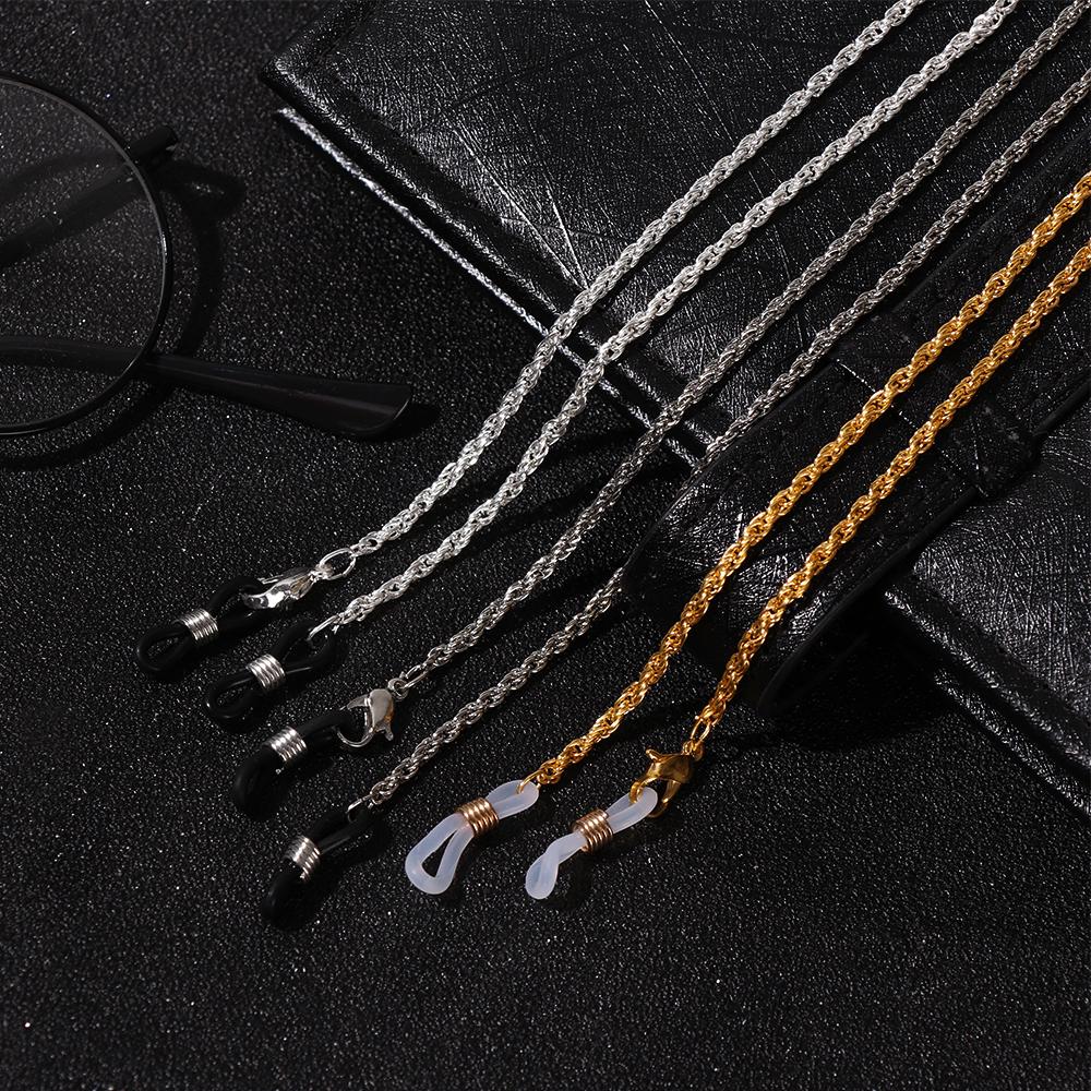 Fashion Anti Slip Metal Reading Glasses Chain for Women Sunglasses Cords Eyeglass Lanyard Hold Straps Gold Silver Black Necklace