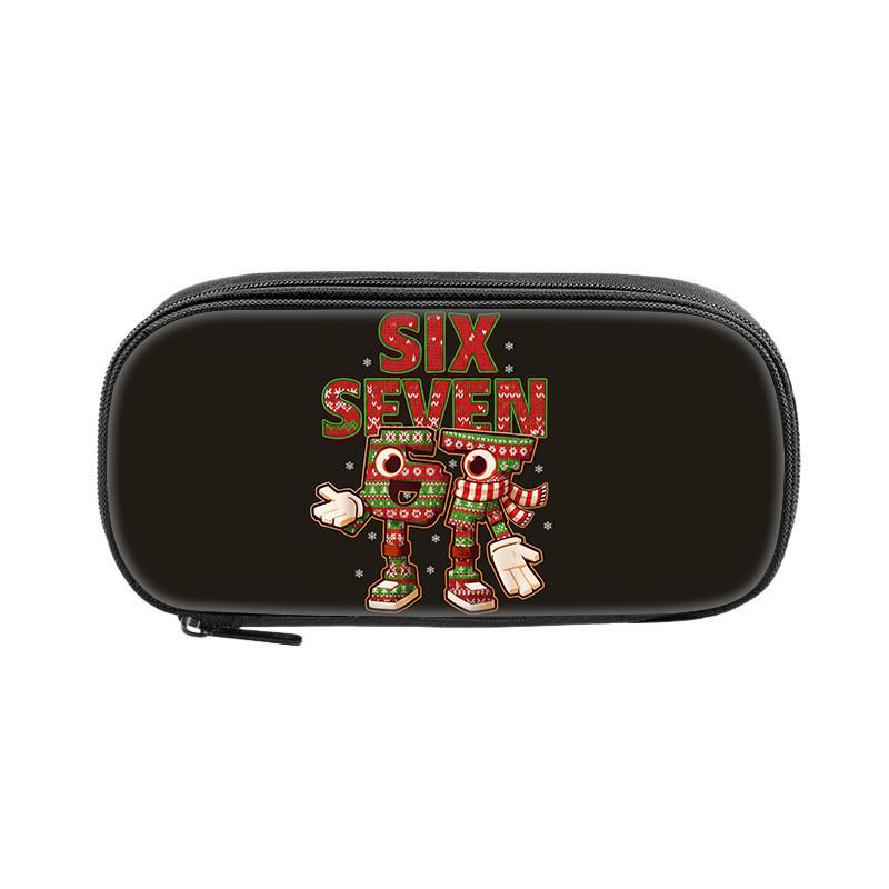 Six Seven Printed Pattern Nylon Pencil Case For Students With Compact Storage And Casual Style
