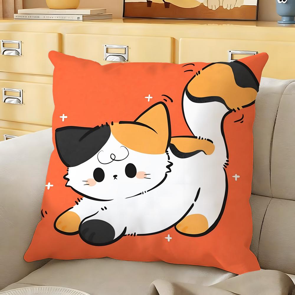 chubby cute orange cat Cushion Cover Soft Durable Reversible Pillow Cover Home Car MultiScene Daily Comfort Pillowcase