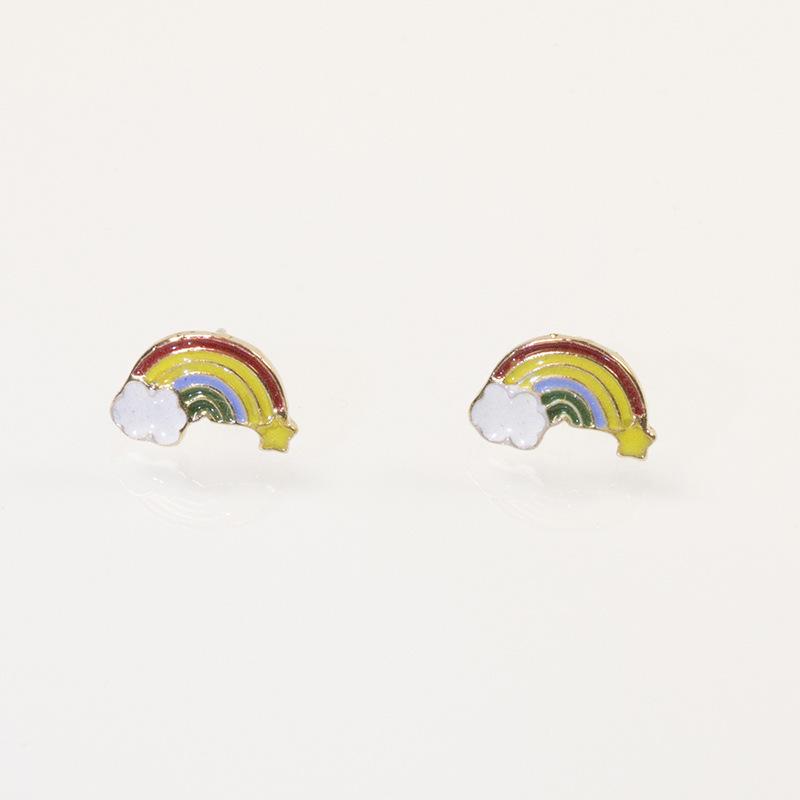 S925 silver needle alloy drip earrings simple colorful rainbow stud earrings earrings direct supply