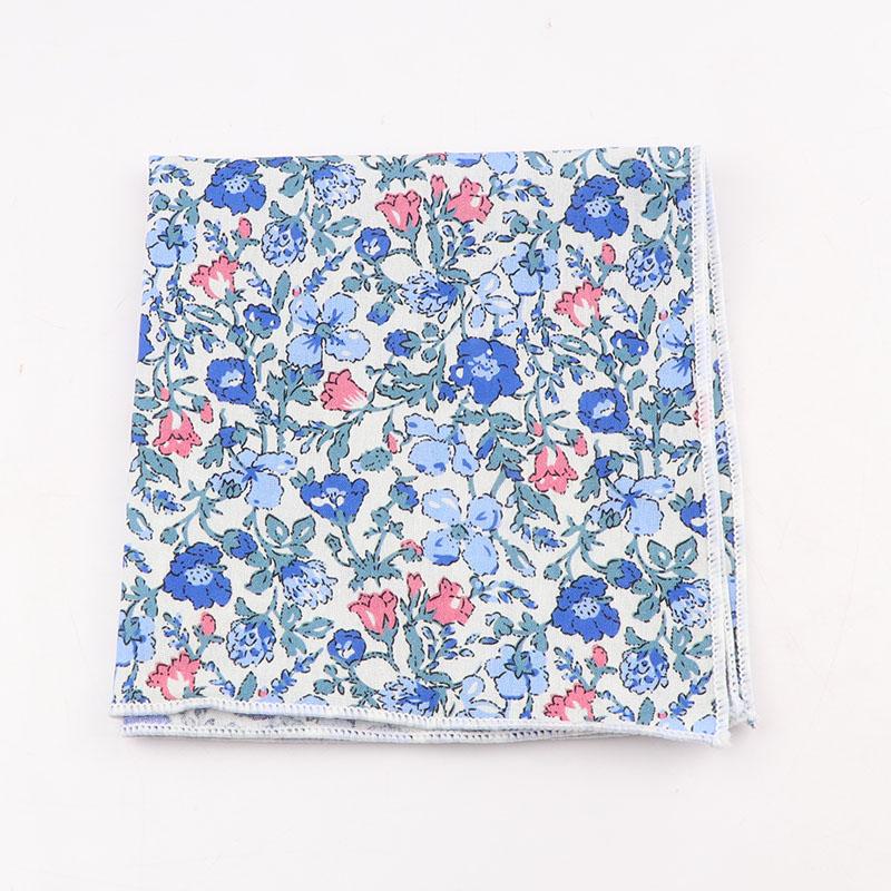 25cm Vintage Floral Cartoon Printed Handkerchief Cotton Women Men Wedding Suits Pocket Square Adult Gift Accessory High Quality