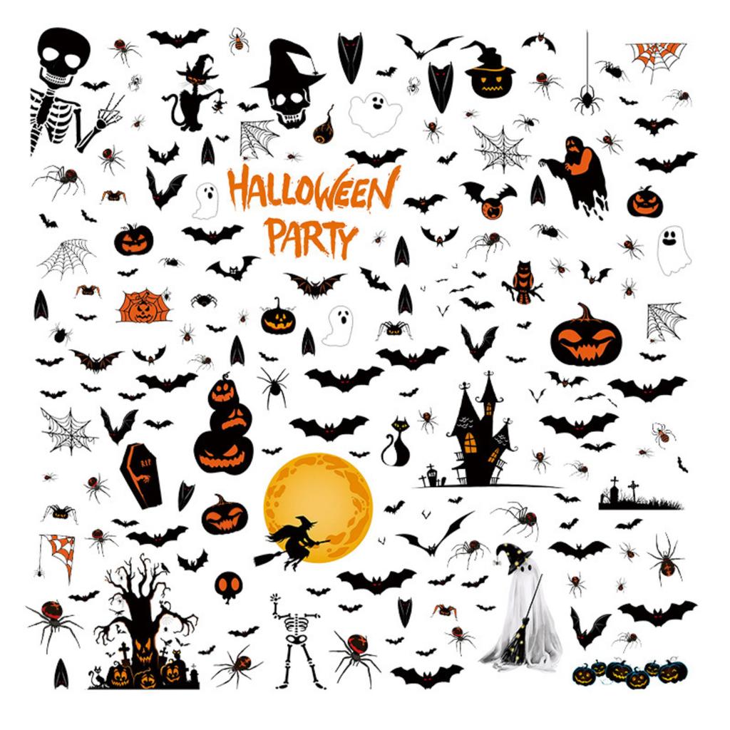 Halloween Static Cling Window Stickers PVC Removable Holiday Party Decorations for Living Room Bedroom Walls Glass Doors