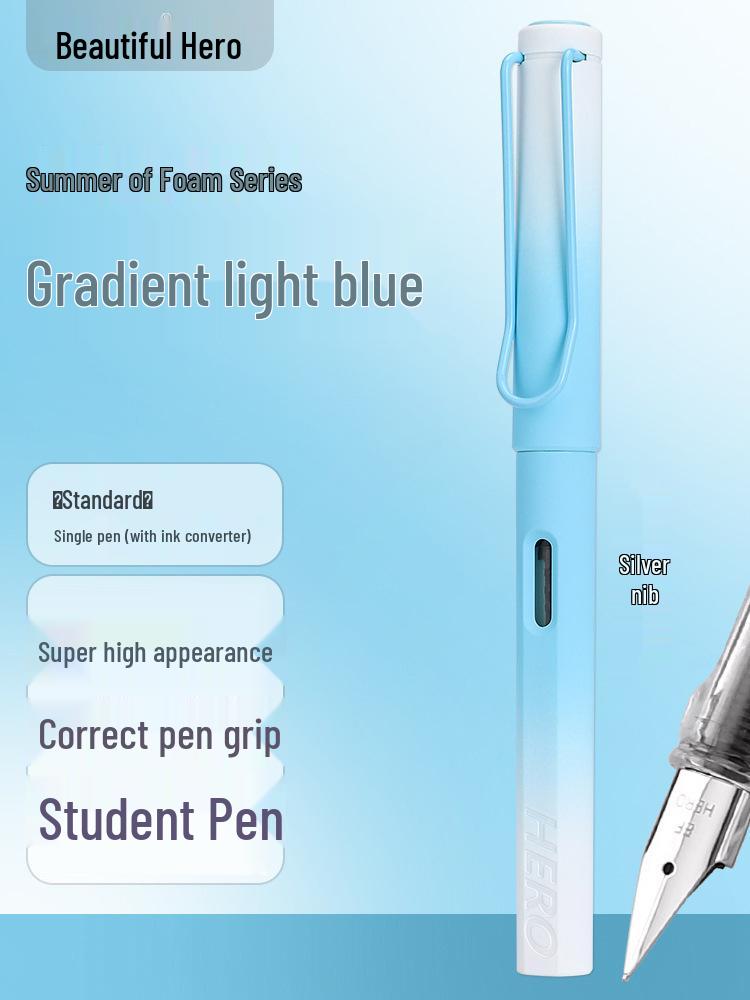 Penna stilografica HERO 1359 Schiuma Estiva - Cielo Stellato, Extra Fine per Studenti di Terza Elementare