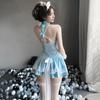 Cosplay Maid Erotic Extreme Cute Blue White Maid Cosplay Innocent Style One Piece Baby Doll Temptation Women Adult Costume Christmas Day Anniversary