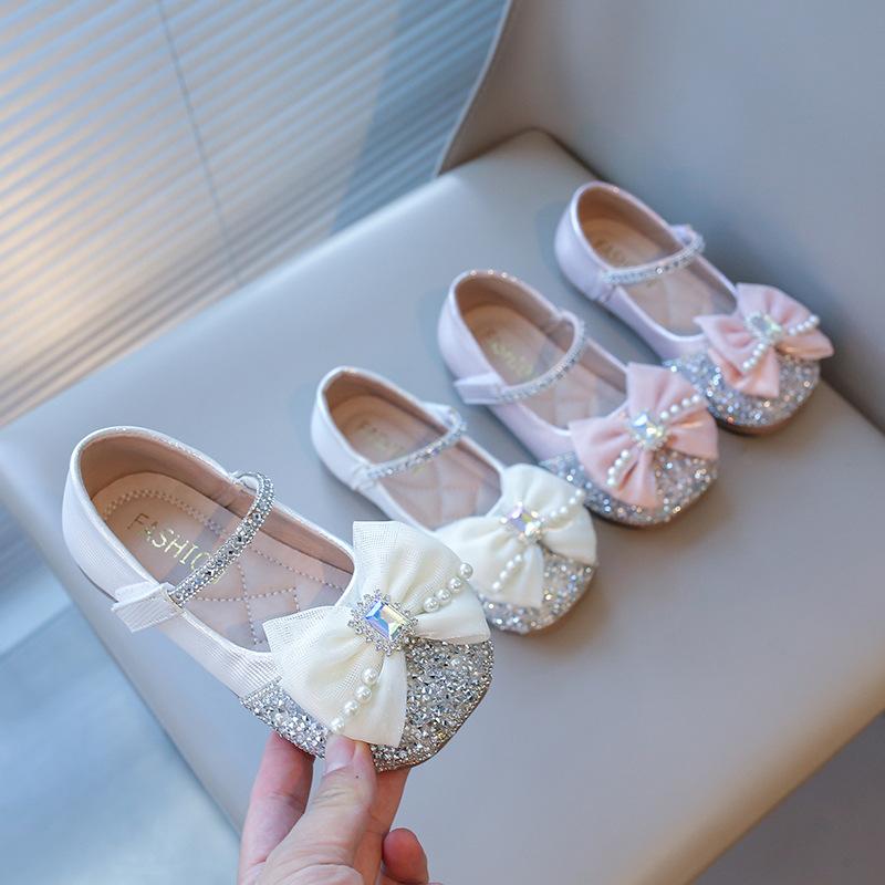 Spring Autumn Girls Shoes Sparkly Wedding Shoes for Girl Glitter Baby Dance Performance Shoes Princess Kids Mary Janes H09111