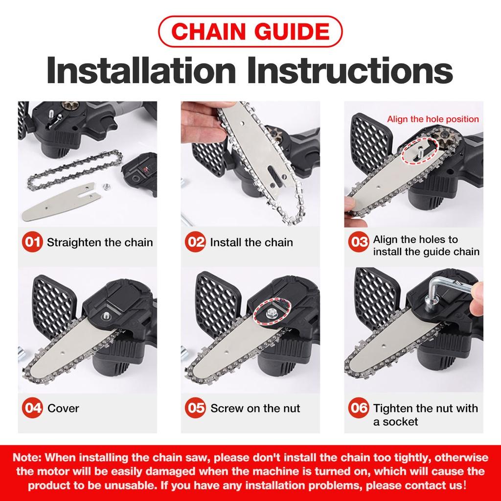 4 Inches Mini Electric Chainsaw 2pcs Battery Power Display Rechargeable Garden Woodworking Power Tool For 18V Battery 2400W