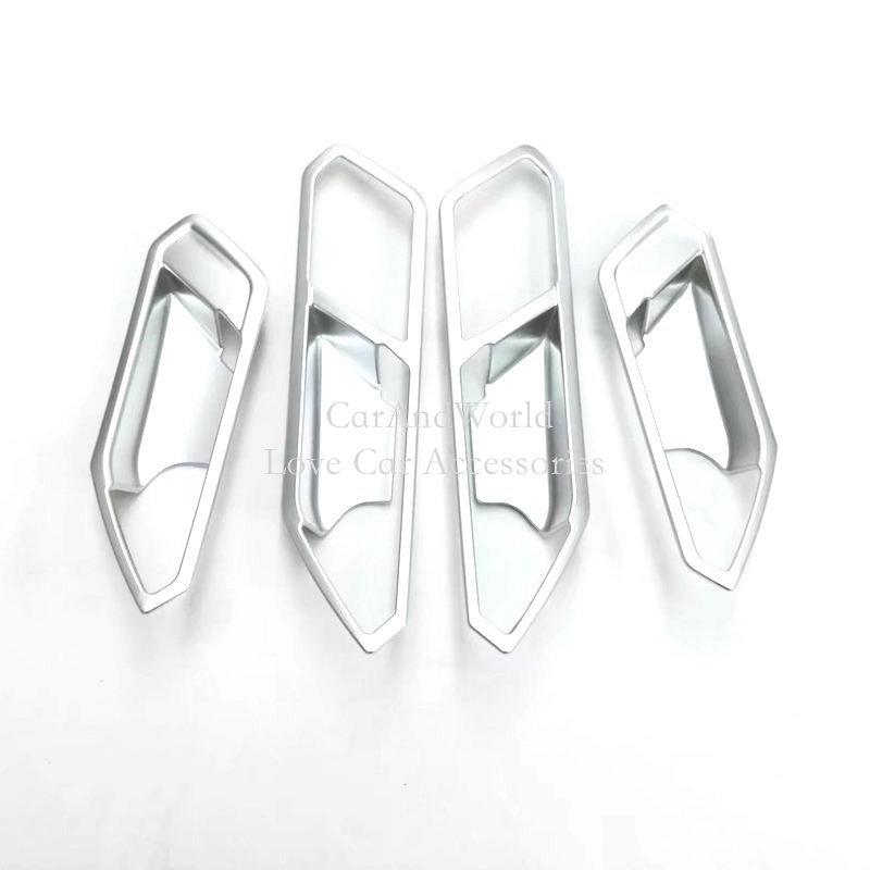 

ABS углеродное волокно, внутренняя дверная ручка, держатель чаши, накладки, наклейка, автомобильные аксессуары для Volkswagen VW Tiguan 01-Silver Chrome