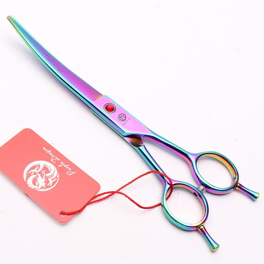Purple Dragon 7" Electroplated Curved Dog Grooming Scissors