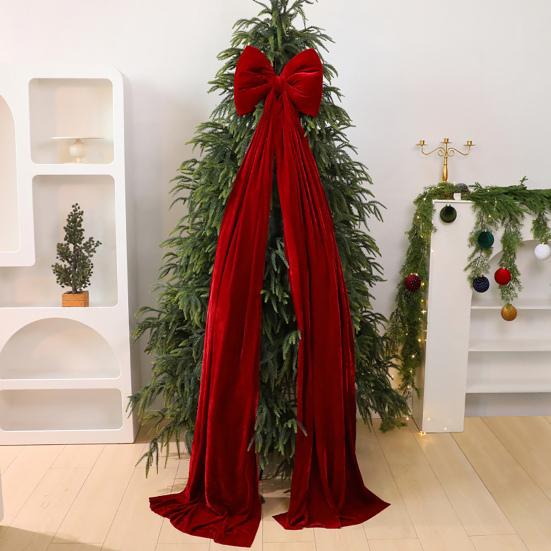 Christmas Bow Decoration Velvet Tree Topper Bow for Christmas Tree Wreath Home Room Wall Backdrop Decor