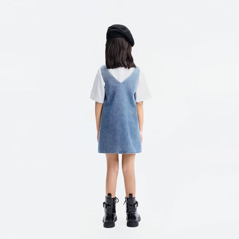 little MO&Co. Girls' Rhinestone Denim Suspender Dress