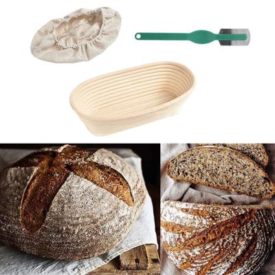 Oval Rattan Bread Proofing Dough Fermentation Basket with Cloth Cover Scraper Sale Goods