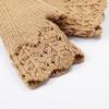 Vintage Winter Wool Gloves Half Finger Crochet Flower Mittens All-Match Fingerless Gloves  Winter