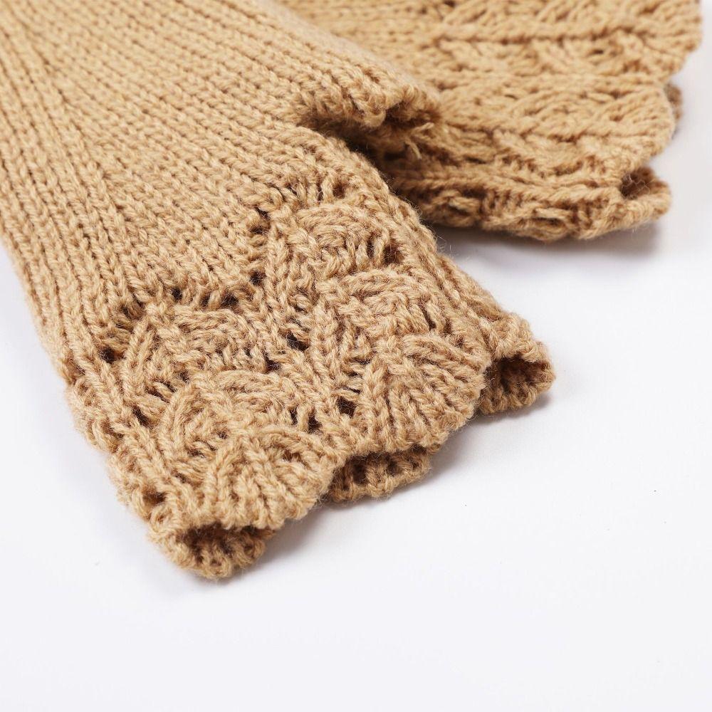 Vintage Winter Wool Gloves Half Finger Crochet Flower Mittens All-Match Fingerless Gloves Winter