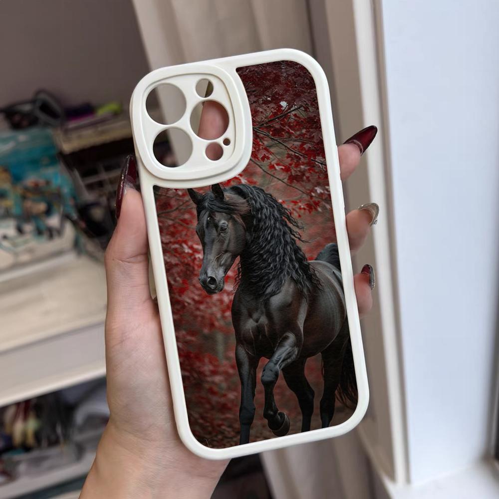 Dark Horse Animal Phone Case For Iphone 17 16 15 14 12 13 Pro Max 11 Mini Air Xs Puls Lambskin Silicone Cover