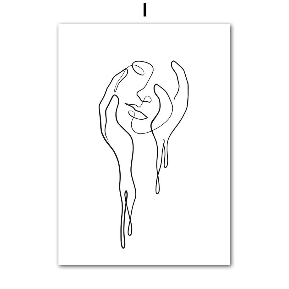 

Настенная картина на холсте, линия, девушка с цветочным узором, минималистичные постеры на скандинавскую тему и принты, настенные панно для гостиной, домашний декор 40X50 cm No Framed