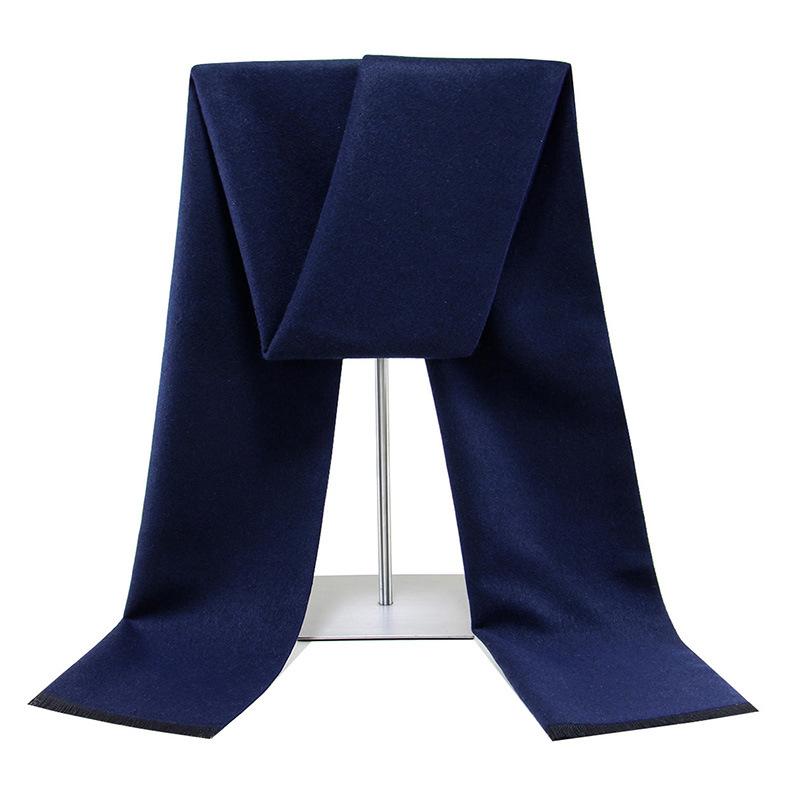 Pure black wool scarf blended winter warm thickened monochrome scarf men's and women's scarf customization