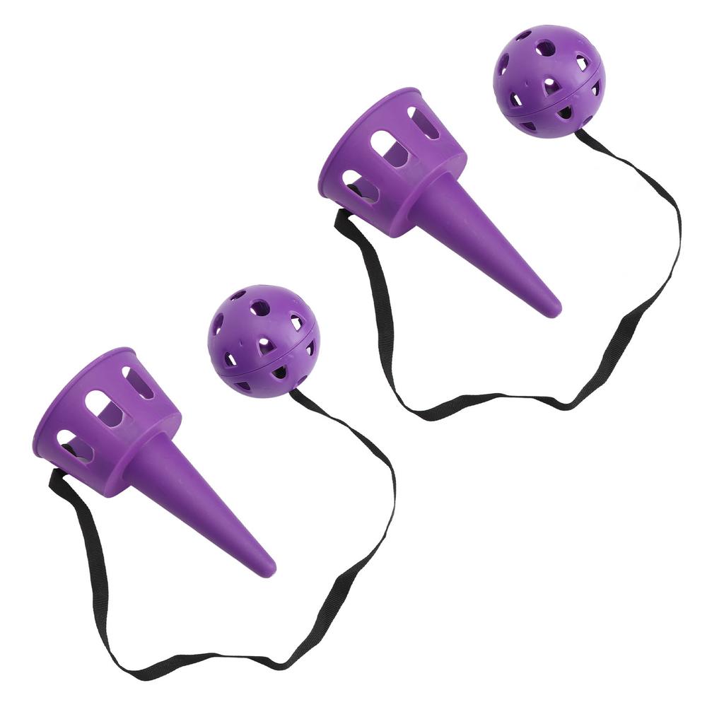 2 Set Catch A Ball Set Plastic Matte Surface Stable Grip Throw and Catch Ball for Reflexivity