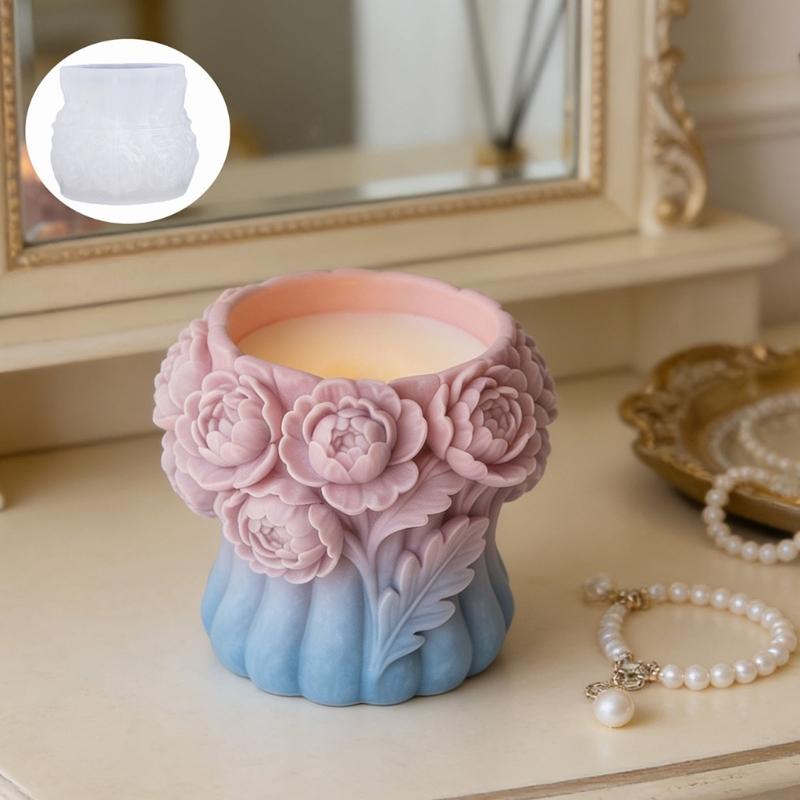 Silicone Peony Flower Candle Mould For Handmade Aromatherapys Candle With Detailed Petals Designs