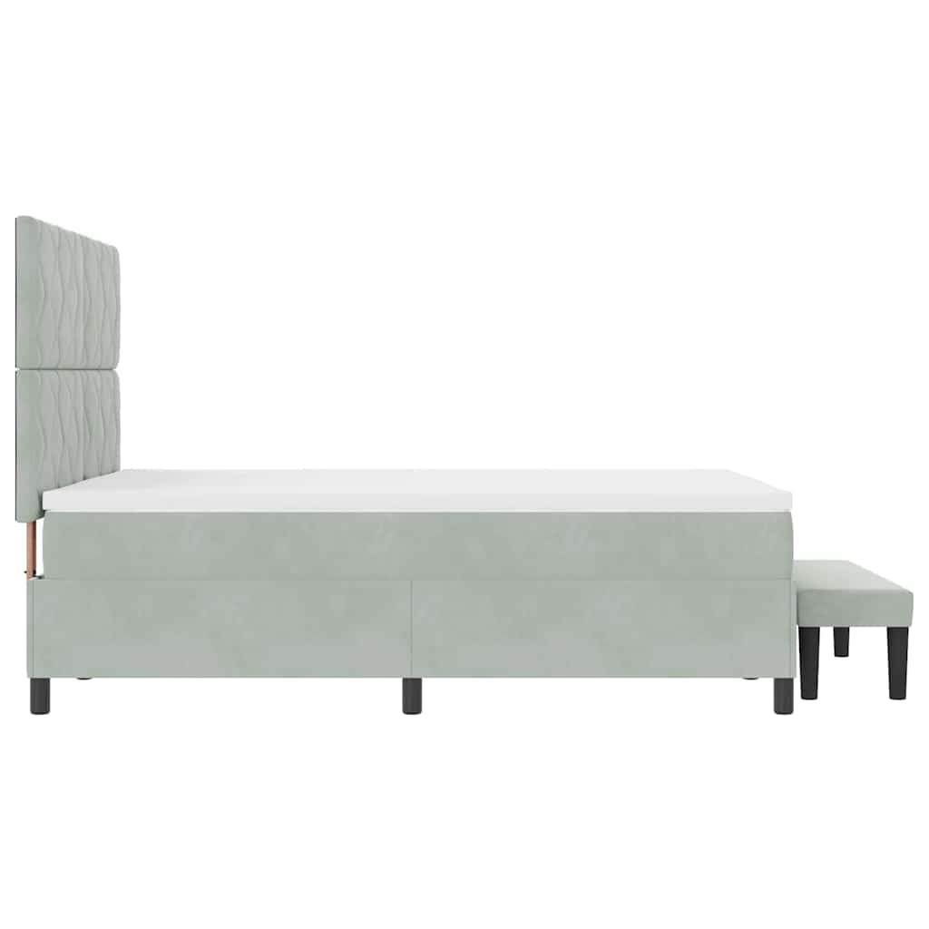 Box Spring Bed with Headboard Light Grey 200 x 160 cm Velvet