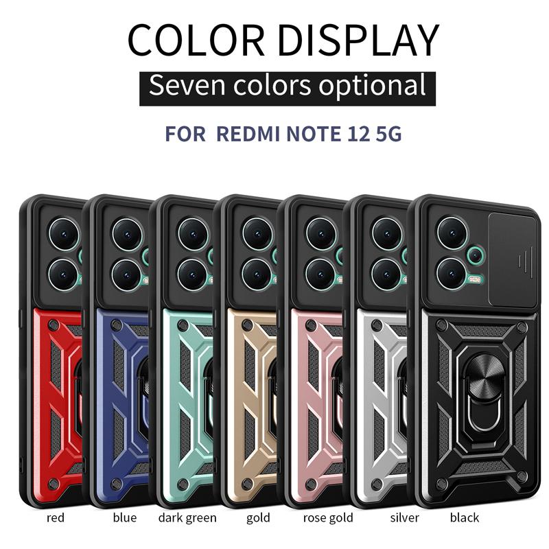 Slide Camera Lens Protection Case For Xiaomi Redmi Note 12 12s 11 10 9 11s Pro Max 11T A1 A2 ShockProof Bumpers Armor Ring Cover