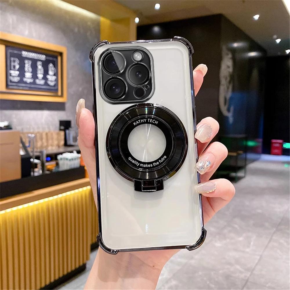 Shockproof Transparent Plating Stand Holder Case For Huawei NOVA 12 11 Ultra 10 9 8 7 Pro 7 SE 7 6 5 Soft Silicon Bumper Cover