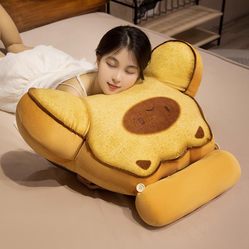 Cartoon Bedside Soft Animal Bread Cat Capybara Backrest Sofa Cushion Plush Biscuit Cat Triangle Pillow On The Bed Gifts