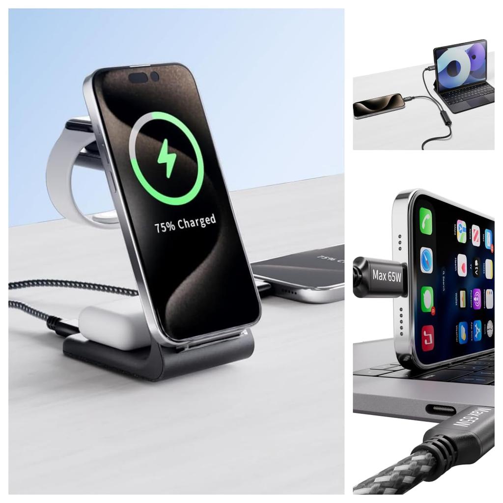 USB C To USB C PD Fast Type C Charging Compatible with iPhone and Other Type C Devices 2-in-1 1.5M Cable, Charging, 120W/6A Cable, 15, MacBook, iPad,