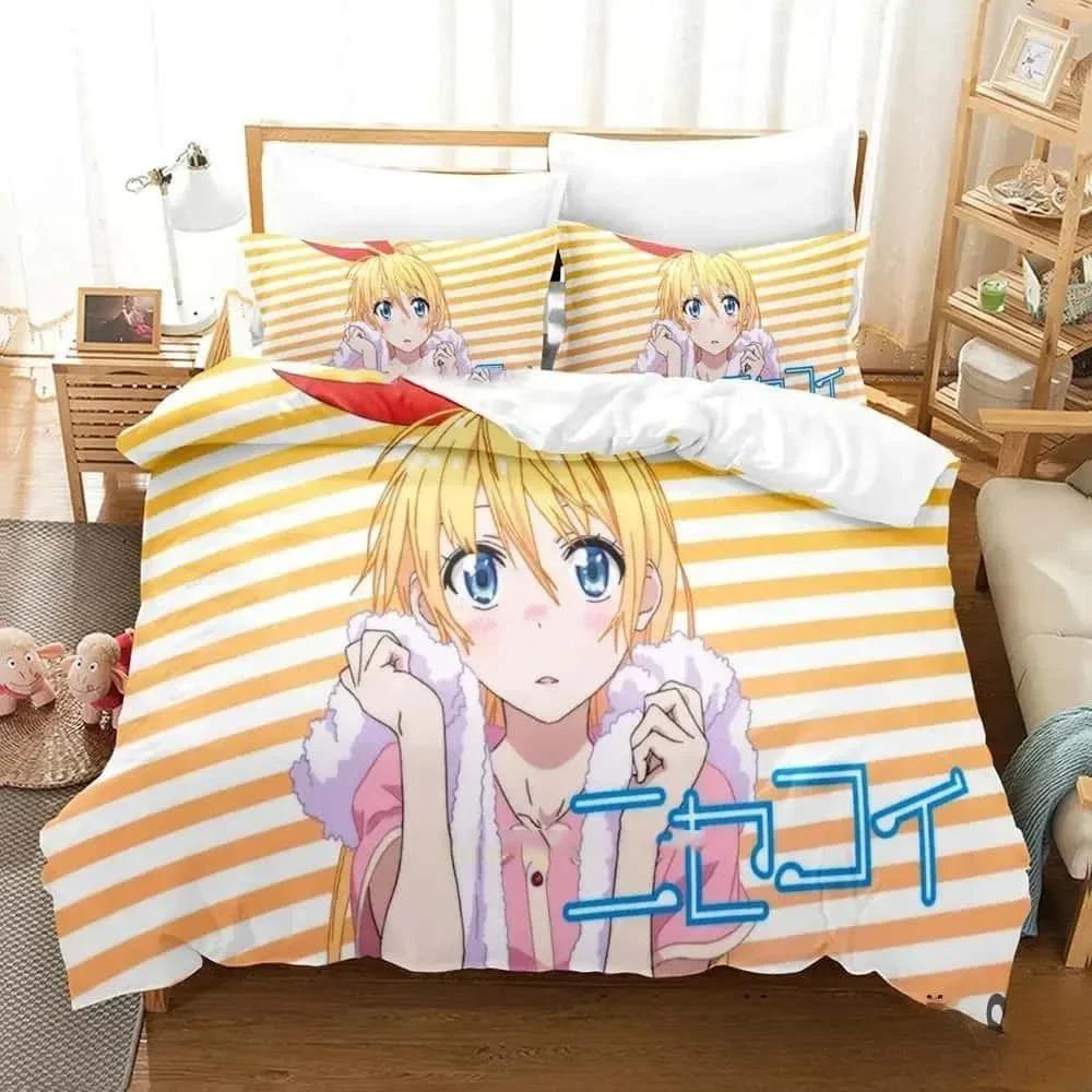 3D Print Anime Nisekoi False Love Bedding Set Boys Girls Twin Queen King Size Duvet Cover Pillowcase Bed Boys Adult Home Textile