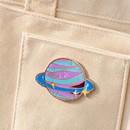 De Otte Planeter Broche, Venus/Jorden/Jupiter/Uranus/Neptun Broche, Metalmærke, Kreativ Planet Serie Broche, Emaljenåle til Skoletaske Rygsæk