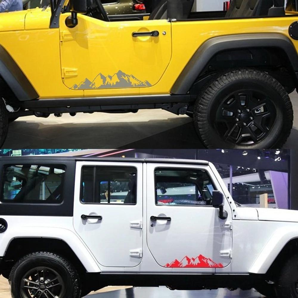 2PCS Car Stickers Mountain Vinyl Decals Accessories For Jeep Renegade Liberty Patriot Wrangler JK JL TJ YJ Trail Hawk Rubicon