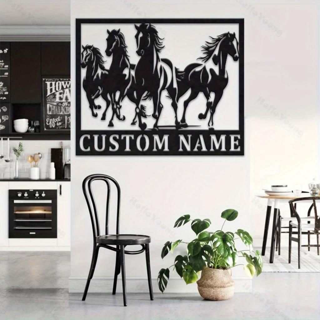 Custom Name Metal Sign Horse Silhouette Rustic Fairy Tale Theme Hot Sale Home Garden Kitchen Dining Decor