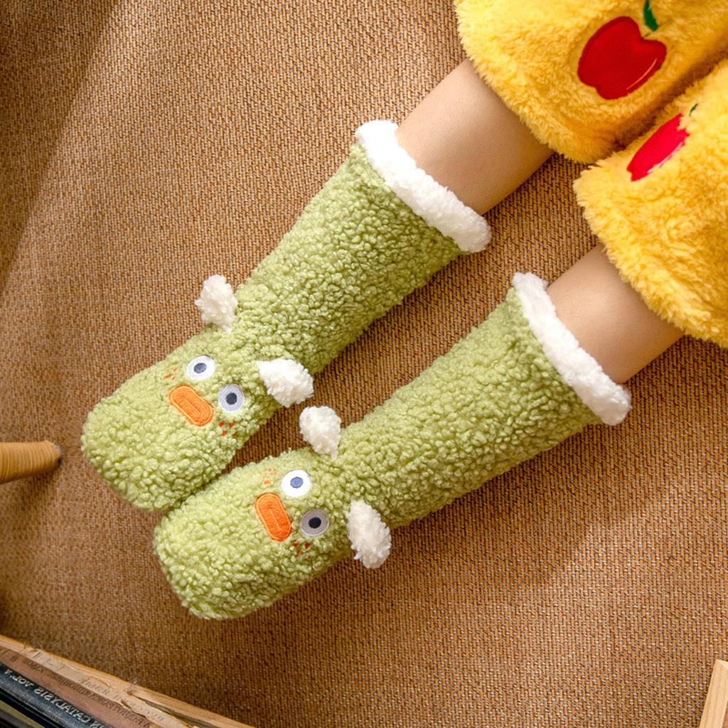 Dámské zimní podlahové ponožky Vnitřní pantofle pro dospělé Domácí zesílené fleecové sněhové ponožky - Ponožky z jehněčí vlny