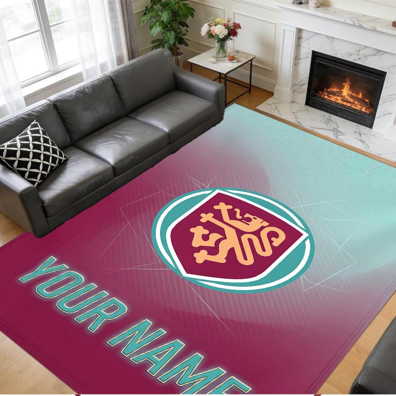 Crystal Velvet Rug Custom Name Text, Soft Non Slip Floor Mat Home DecorBurnley Football