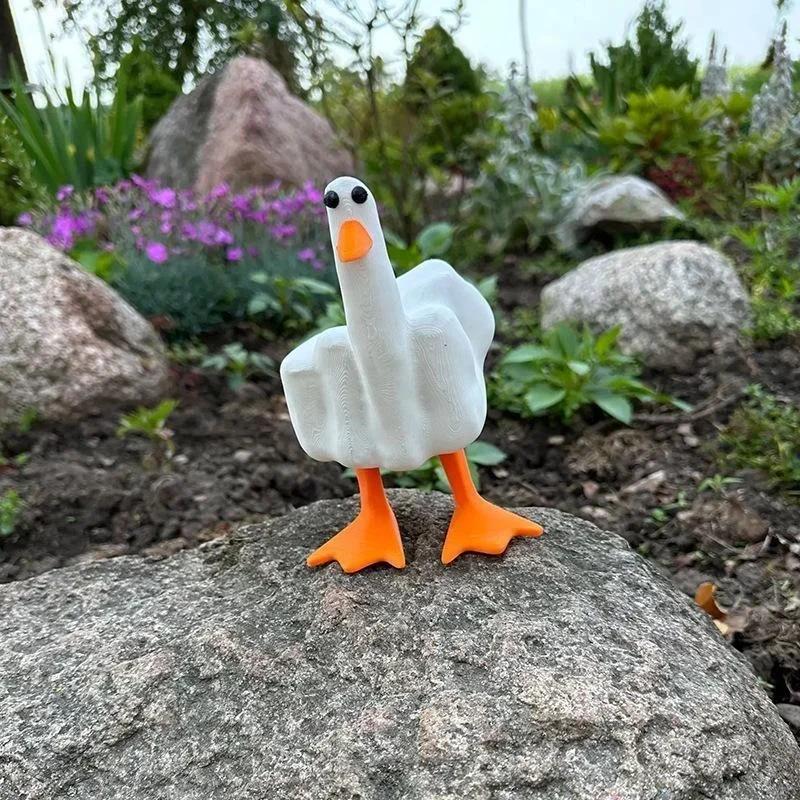 1 Stück Ente Lustig Kreativ Mittelfinger Enten Hausdekoration Statue Harz Handwerk Garten Hof Und Mikro Landschaft Figuren