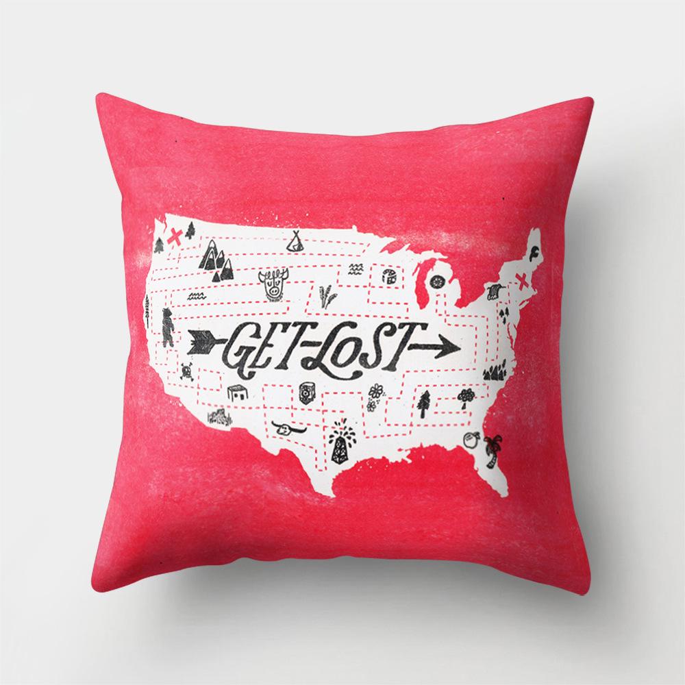 World Map Cartoon Decorative Cushion Set Decorative Pillowcase Sofa Room Bed Cushion Cover Home Decor